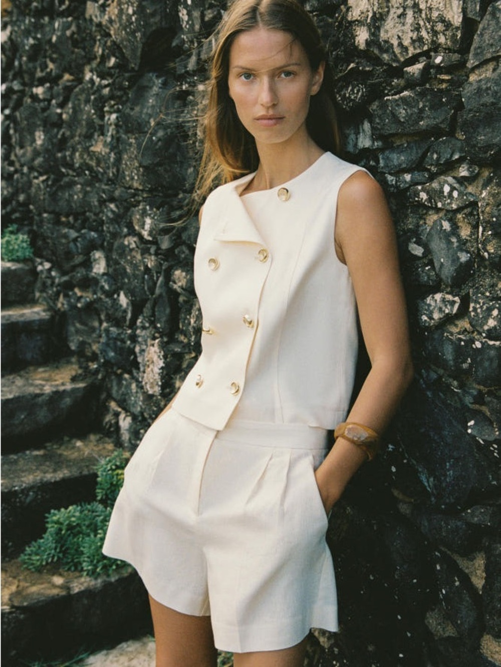 Zara linen pleated Bermuda short